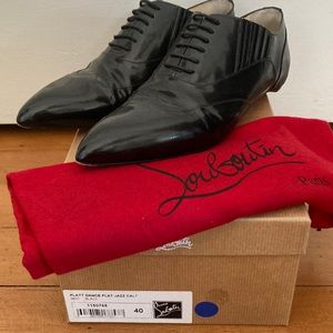Louboutin Platt Dance Flat Jazz Calf Black pointed toe oxford size 40